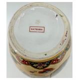 Pair of Satsuma Style Hand-Painted Decorative Vases with Floral and Geisha Scenes