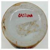 Pair of Satsuma Style Hand-Painted Decorative Vases with Floral and Geisha Scenes