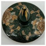 Hand-Painted Satsuma Lidded Jar with Birds and Floral Design