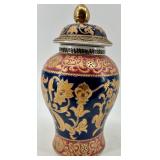 Decorative Porcelain Vase and Ginger Jar with Ornate Floral Patterns