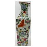 Pair of Hand-Painted Chinese Porcelain Vases with Floral and Butterfly Motifs
