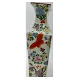 Pair of Hand-Painted Chinese Porcelain Vases with Floral and Butterfly Motifs