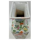 Pair of Hand-Painted Chinese Porcelain Vases with Floral and Butterfly Motifs