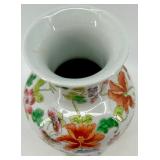 Pair of Hand-Painted Chinese Porcelain Vases with Floral and Butterfly Motifs