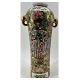 Pair of Hand-Painted Chinese Porcelain Vases with Gold Handles