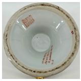 Pair of Hand-Painted Chinese Porcelain Vases with Gold Handles