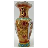 Set of 3 Decorative Chinese Porcelain Vases with Matching Plate