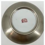 Chinese Style Porcelain Vase and Plate Set with Gold Floral Detailing