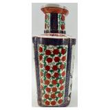 Pair of Hand-Decorated Asian Porcelain Vases with Floral and Bird Designs