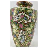 Set of 3 Decorative Asian Porcelain Vases with Floral and Figure Designs