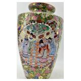 Set of 3 Decorative Asian Porcelain Vases with Floral and Figure Designs