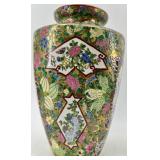 Set of 3 Decorative Asian Porcelain Vases with Floral and Figure Designs