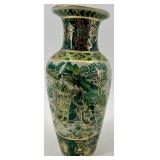 Set of 3 Decorative Asian Porcelain Vases with Floral and Figure Designs