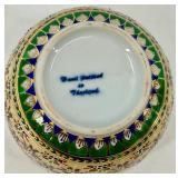Set of 2 Hand Painted Thai Porcelain Covered Bowls with Gold Accents