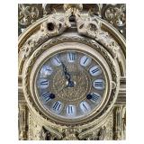 Ornate Italian Rococo Brass Mantel Clock with Glass Door & Hermle Movement and 2 Winding Keys