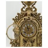 Ornate Italian Rococo Brass Mantel Clock with Glass Door & Hermle Movement and 2 Winding Keys