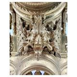 Ornate Italian Rococo Brass Mantel Clock with Glass Door & Hermle Movement and 2 Winding Keys