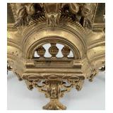Ornate Italian Rococo Brass Mantel Clock with Glass Door & Hermle Movement and 2 Winding Keys