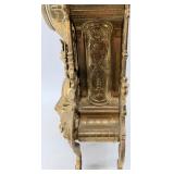 Ornate Italian Rococo Brass Mantel Clock with Glass Door & Hermle Movement and 2 Winding Keys