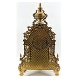 Ornate Italian Rococo Brass Mantel Clock with Glass Door & Hermle Movement and 2 Winding Keys