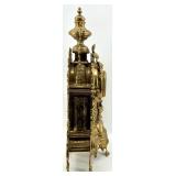 Ornate Italian Rococo Brass Mantel Clock with Glass Door & Hermle Movement and 2 Winding Keys
