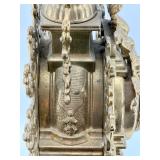 Ornate Italian Rococo Brass Mantel Clock with Glass Door & Hermle Movement and 2 Winding Keys