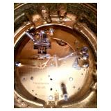 Ornate Italian Rococo Brass Mantel Clock with Glass Door & Hermle Movement and 2 Winding Keys