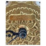 Ornate Italian Rococo Brass Mantel Clock with Glass Door & Hermle Movement and 2 Winding Keys