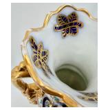 Hand-Painted Bayeux Factory France Porcelain Vase & Gilded Handles With Floral Motifs