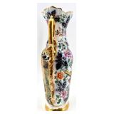 Hand-Painted Bayeux Factory France Porcelain Vase & Gilded Handles With Floral Motifs