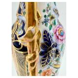 Hand-Painted Bayeux Factory France Porcelain Vase & Gilded Handles With Floral Motifs