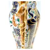 Hand-Painted Bayeux Factory France Porcelain Vase & Gilded Handles With Floral Motifs