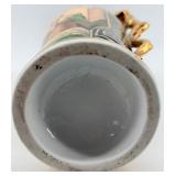 Hand-Painted Bayeux Factory France Porcelain Vase & Gilded Handles With Floral Motifs