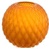 Antique Brass Table Lamp & Orange Honeycomb Glass Shade #2