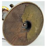 Antique Bronze Cherub Table Lamp with Orange Honeycomb Glass Shade