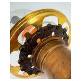 Antique Bronze Cherub Table Lamp with Orange Honeycomb Glass Shade