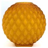 Antique Bronze Cherub Table Lamp with Orange Honeycomb Glass Shade