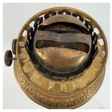 Antique Orange Honeycomb Glass Globe Table Lamp & Cast Figurine Base