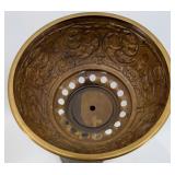 Antique Orange Honeycomb Glass Globe Table Lamp & Cast Figurine Base