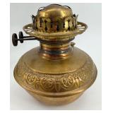 Antique Orange Honeycomb Glass Globe Table Lamp & Cast Figurine Base