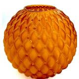 Antique Orange Honeycomb Glass Globe Table Lamp & Cast Figurine Base