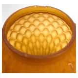 Antique Orange Honeycomb Glass Globe Table Lamp & Cast Figurine Base