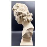 Classical Plaster Bust on Pedestal - Neoclassical Portrait - LARGE 27"