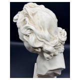 Classical Plaster Bust on Pedestal - Neoclassical Portrait - LARGE 27"