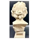 Classical Plaster Bust on Pedestal - Neoclassical Portrait - LARGE 27"