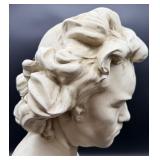 Classical Plaster Bust on Pedestal - Neoclassical Portrait - LARGE 27"