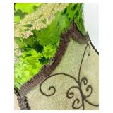 Mid Century Pair Of Green Glass Urn Table Lamps with Ornate Bases