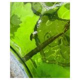 Mid Century Pair Of Green Glass Urn Table Lamps with Ornate Bases