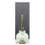 Mid Century Falkenstein Opalescent Glass Table Lamp With Ornate Bronze Base