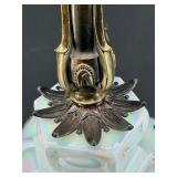 Mid Century Falkenstein Opalescent Glass Table Lamp With Ornate Bronze Base
